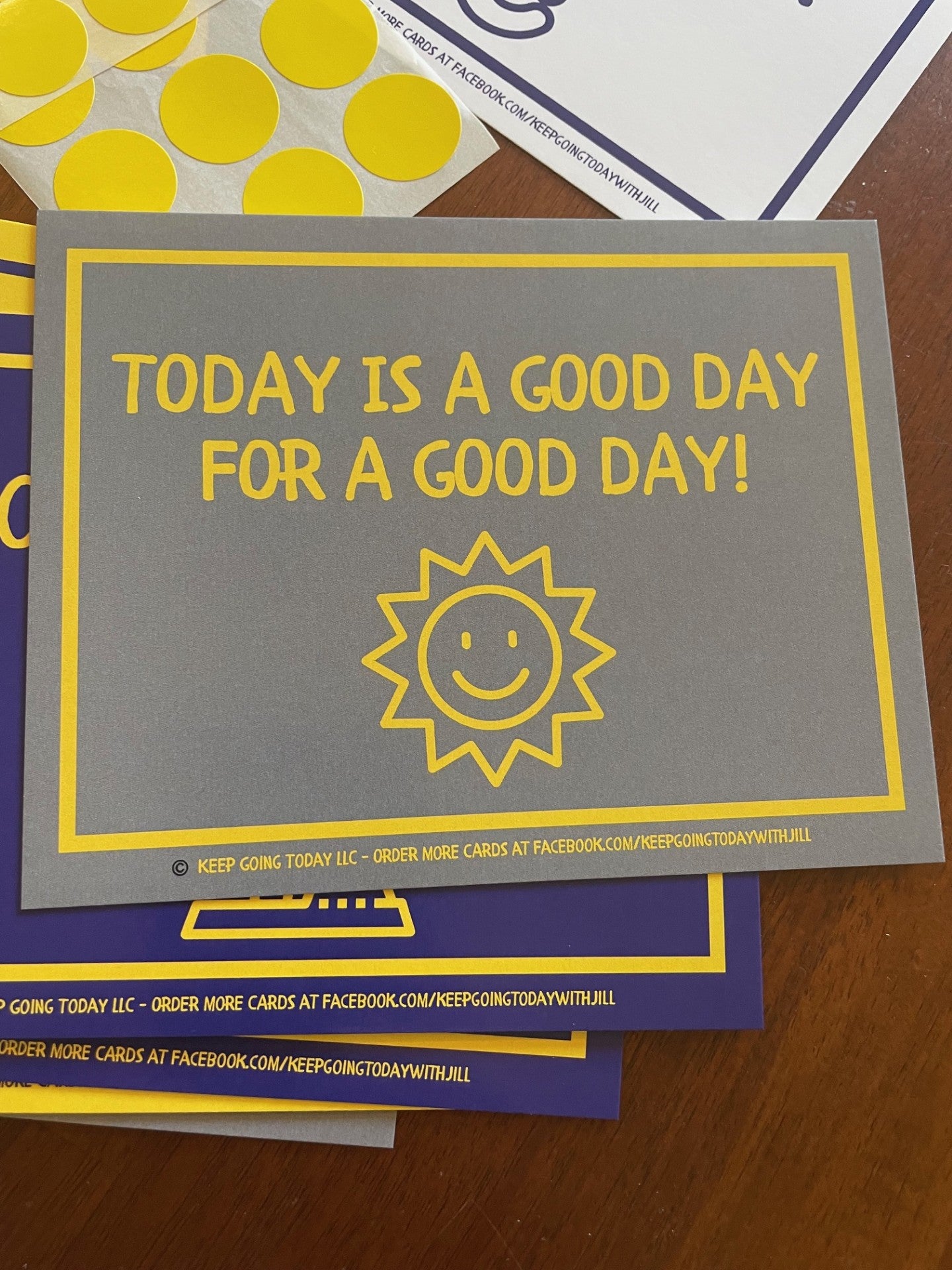 20 cards of encouragement—hang them, mail them, and share the love—adhesive included Purple and Yellow