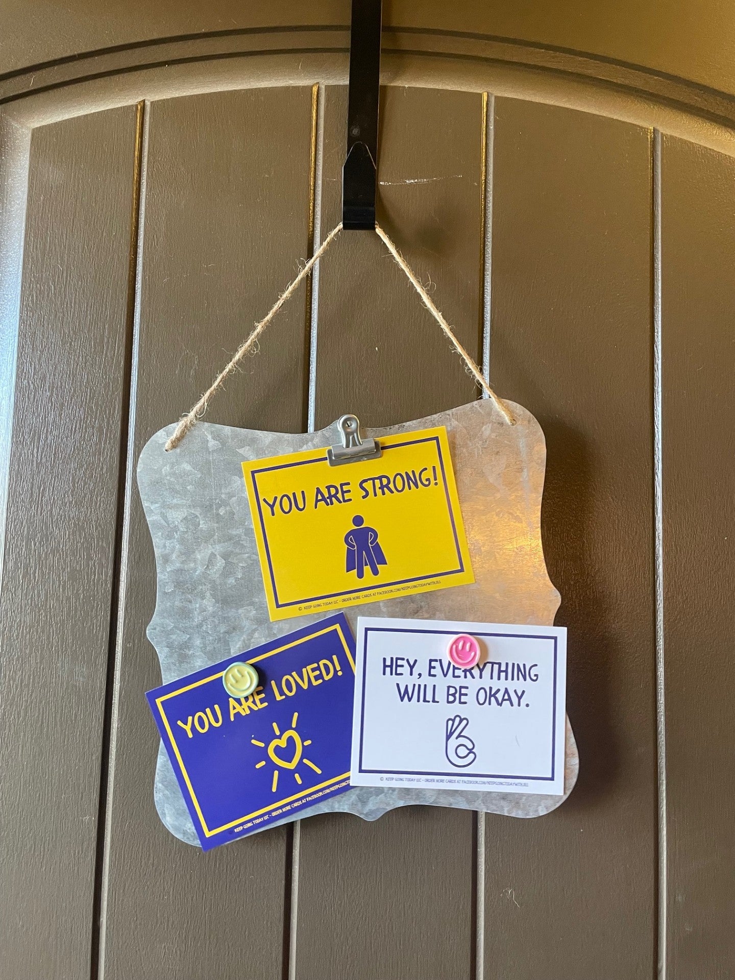 20 cards of encouragement—hang them, mail them, and share the love—adhesive included Purple and Yellow