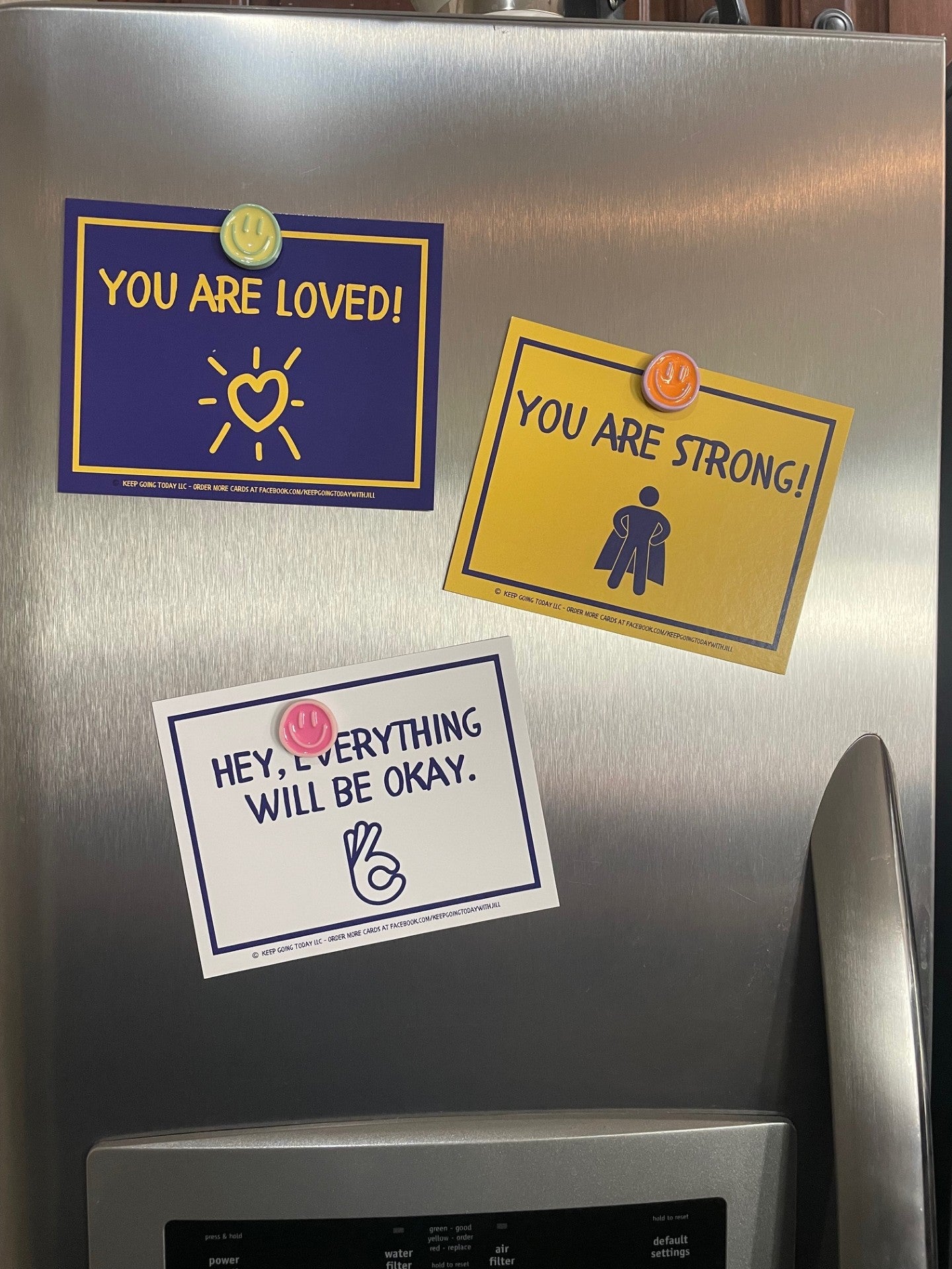 20 cards of encouragement—hang them, mail them, and share the love—adhesive included Purple and Yellow