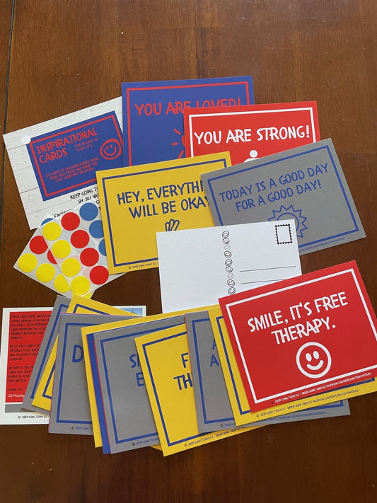 20 cards of encouragement—hang them, mail them, and share the love—adhesive included Red Yellow Blue