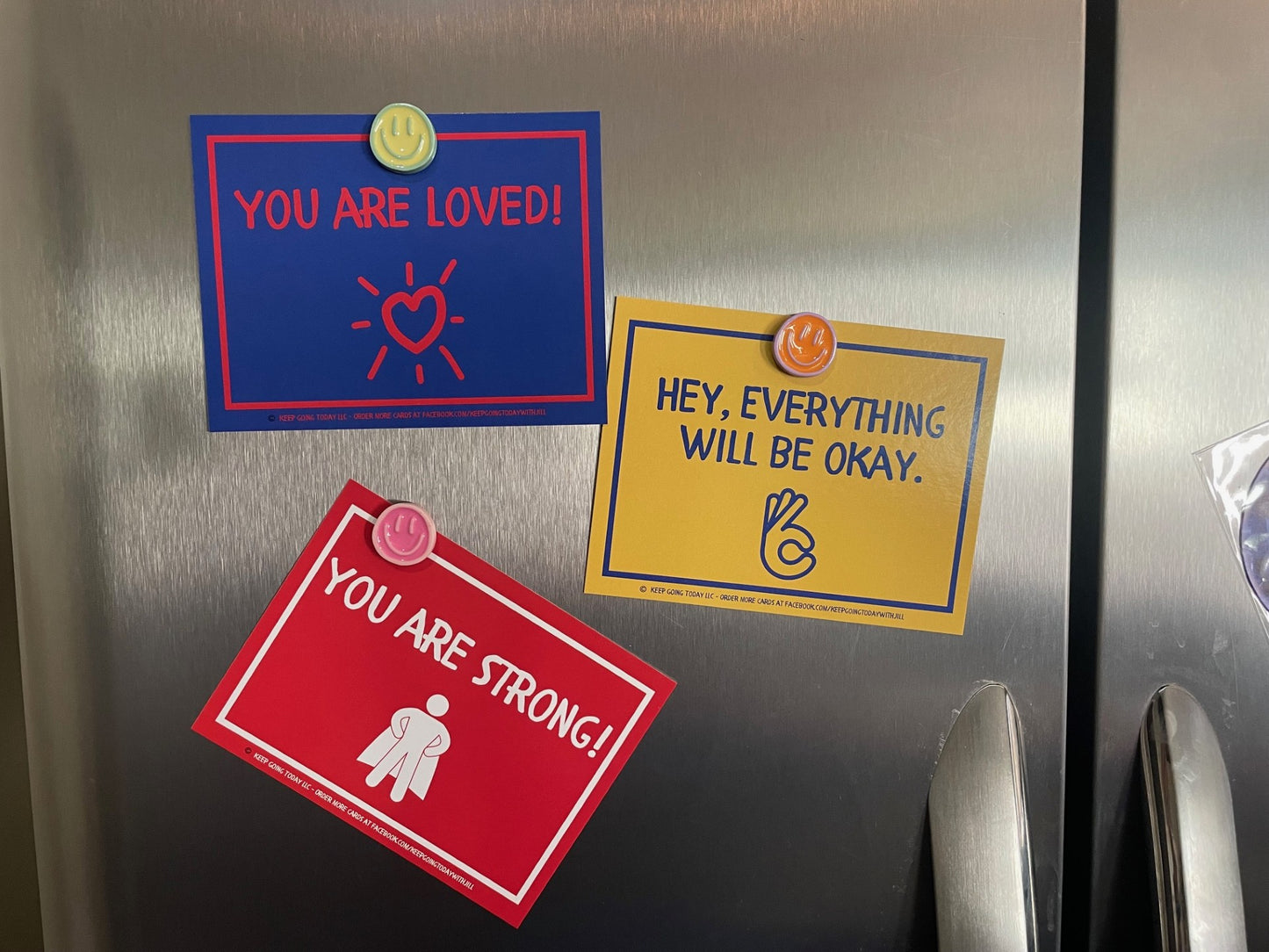 20 cards of encouragement—hang them, mail them, and share the love—adhesive included Red Yellow Blue