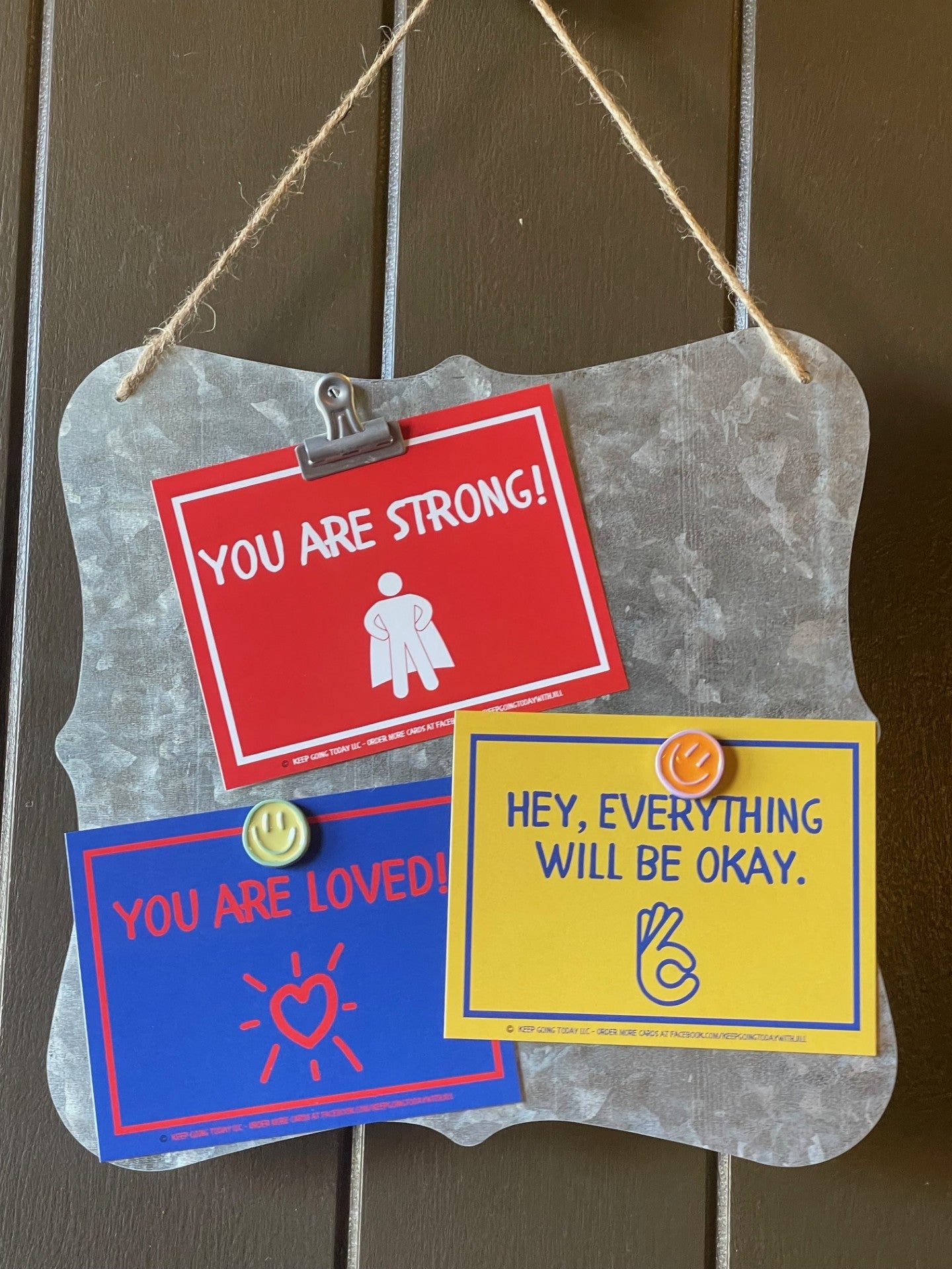 20 cards of encouragement—hang them, mail them, and share the love—adhesive included Red Yellow Blue