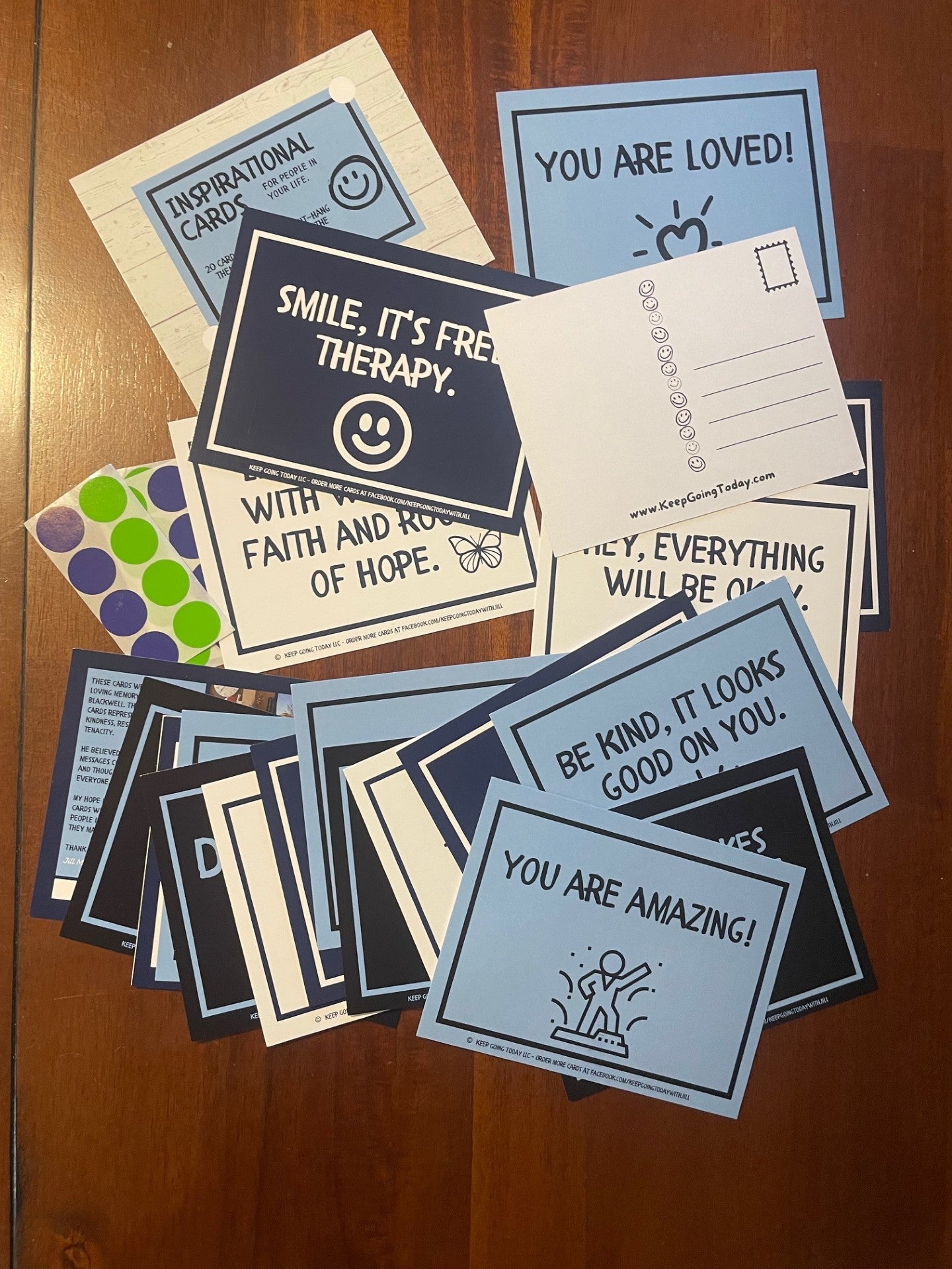 20 cards of encouragement—hang them, mail them, and share the love—adhesive included - Baby Blue & Navy