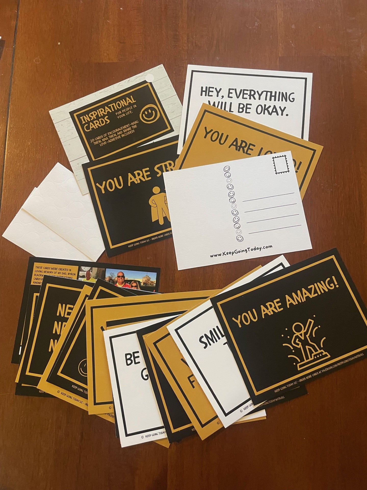 20 cards of encouragement—hang them, mail them, and share the love—adhesive included Black & Gold